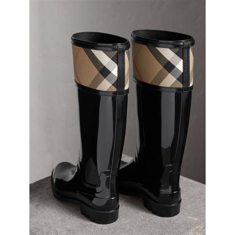 burberry house check rain boots - black - wellington boots|Burberry rain boots.